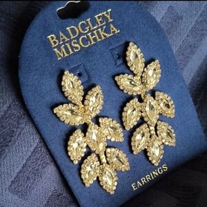 Badgley Mischka Shimmering Gold Leaf Earrings